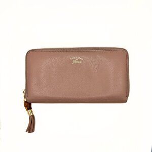 Gucci Beige Bamboo Tassel Zip Around Wallet